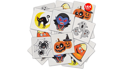 ArtCreativity Halloween Temporary Tattoos for Kids - Pack of 144-2 Inch Non-Toxic Stickers for Boys and Girls - Halloween Party Favors, Treats, Décor, Goodie Bags - 6 Assorted Designs
