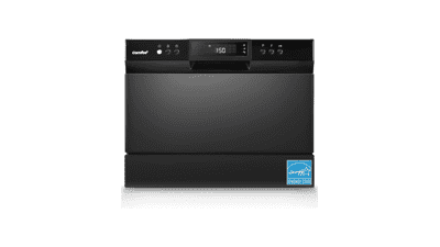 COMFEE’ Countertop Dishwasher, Energy Star Portable Dishwasher, 6 Place Settings & 8 Washing Programs, Speed, Baby-Care, ECO& Glass, Black