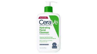CeraVe Hydrating Facial Cleanser with Hyaluronic Acid, Ceramides, and Glycerin - Fragrance Free, Paraben Free - 16 Fluid Ounce