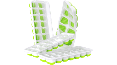 DOQAUS Ice Cube Trays - Easy-Release 56 pcs Ice Cubes Maker with Removable Lid - LFGB Certified and BPA Free - Stackable Silicone Ice Tray for Baby Food, Cocktail, Coffee