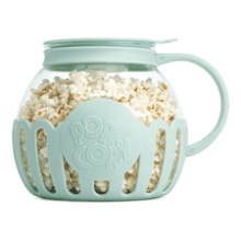 Ecolution Micro-Pop Microwave Popcorn Popper with Glass, 3-in-1 Lid, BPA-Free, Dishwasher Safe, 3-Quart - Aqua