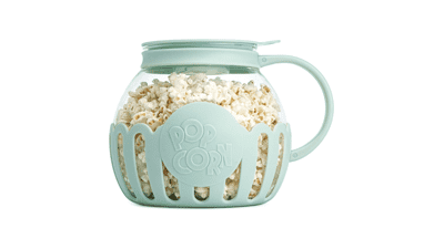 Ecolution Micro-Pop Microwave Popcorn Popper with Glass, 3-in-1 Lid, BPA-Free, Dishwasher Safe, 3-Quart - Aqua
