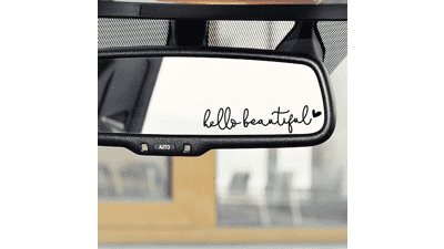 Hello Beautiful Rearview Mirror Decal - Vanity Mirror Stickers - Car Accessories Gifts - Self Affirmations Decal