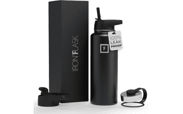 IRON °FLASK 40 Oz Sports Water Bottle - 3 Lids, Leak Proof - Stainless Steel Gym & Sport Bottles for Men, Women & Kids - Double Walled, Insulated Thermos