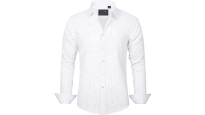 J.VER Men's Solid Long Sleeve Stretch Wrinkle-Free Dress Shirt