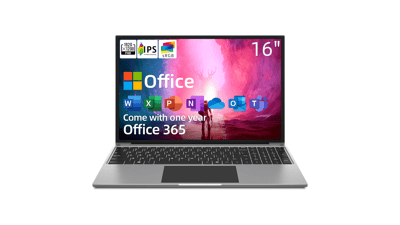 Jumper 16 Inch Laptop, Intel Celeron Quad Core, FHD IPS Screen, 4GB RAM 128GB Storage, Office 365 1-Year Subscription, 4 Stereo Speakers, Numeric Keypad