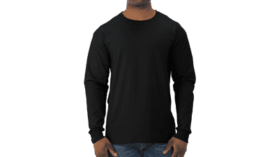 Men's Dri-Power Cotton Blend Long Sleeve Tees - Moisture Wicking, Odor Protection, UPF 30+