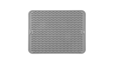 MicoYang Silicone Dish Drying Mat - Easy Clean, Eco-friendly, Heat-resistant - Kitchen Counter or Sink, Refrigerator or Drawer Liner - Grey - 16 inches x 12 inches