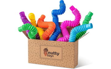Nutty Toys 8pk Pop Tubes Sensory Toys - Fine Motor Skills Learning Toy for Kids with ADHD Autism - Best Toddler Travel Toy - Unique Christmas Stocking Stuffers