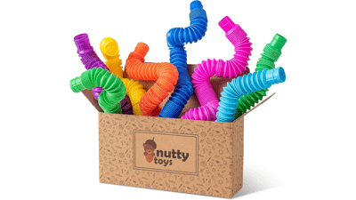 Nutty Toys 8pk Pop Tubes Sensory Toys - Fine Motor Skills Learning Toy for Kids with ADHD Autism - Best Toddler Travel Toy - Unique Christmas Stocking Stuffers