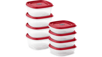Rubbermaid 16-Piece Food Storage Containers with Lids, Steam Vents, Microwave and Dishwasher Safe - Red