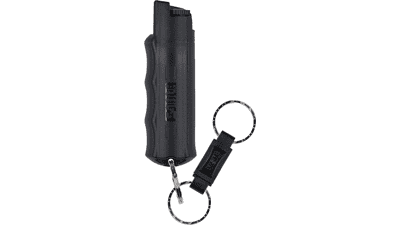 SABRE Pepper Spray Keychain - Quick Release, Finger Grip, Police Strength OC Spray, 25 Bursts