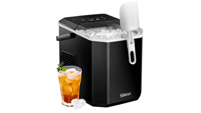 Silonn Portable Ice Maker with Carry Handle, Self-Cleaning, 9 Cubes in 6 Mins, 26 lbs per Day