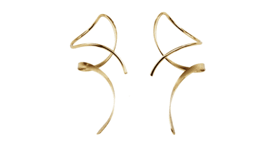 Spiral Threader Earrings - 14K Gold Hand Bent Dangle Earrings for Women