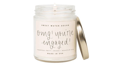 Sweet Water Decor OMG You're Engaged Tropical Fruits Sugared Citrus Mountain Green Scented Soy Wax Candle for Home Engagement Gift 9oz Clear Jar 40 Hour Burn Time Made in the USA