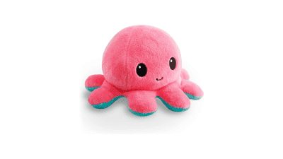 TeeTurtle Reversible Octopus Plushie - Pink + Aqua - Cute Sensory Fidget Stuffed Animals