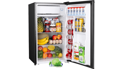 Upstreman 3.2 Cu.Ft Mini Fridge with Freezer, Single Door, Adjustable Thermostat - Black