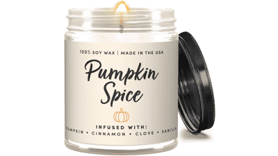 WAX & WIT Fall Candles - Pumpkin Spice, Autumn Scented, Bathroom and Home Decor - 9oz