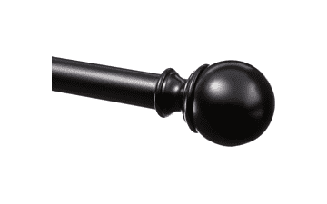 1-Inch Curtain Rod with Round Finials, 1-Pack, 72" to 144", Black
