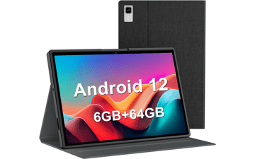 10.1 Inch Android 12 Tablet, 6GB RAM 64GB ROM, 1TB Expand, 8000mAh Battery, Dual Camera, 5G WiFi, Bluetooth, FHD Touch Screen, GPS