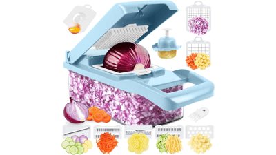 13 in 1 Vegetable Chopper, Pro Onion Chopper with 8 Blades, Kitchen Slicer Dicer Cutter - Blue