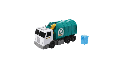15-Inch Toy Recycling Garbage Truck with Lights and Sounds - Green Toy for Kids