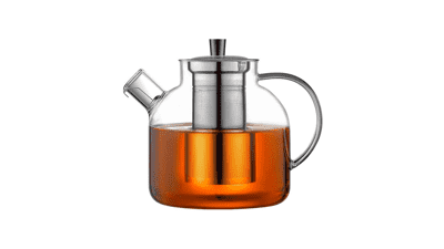 1500ml Glass Teapot with Removable Infuser - Stovetop Safe Large Tea Pot for Blooming and Loose Leaf - Hand Crafted Kettle for Women and Adults
