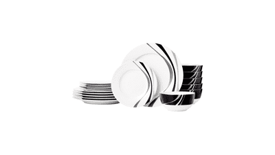 18-Piece Kitchen Dinnerware Set, Plates, Dishes, Bowls, Service for 6 - Swirl
