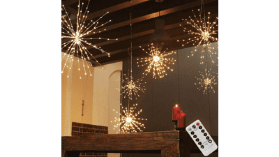 200LED Hanging Sphere Lights, Starburst 8 Modes Dimmable Remote Control, Waterproof Fairy Copper Wire Christmas Decoration