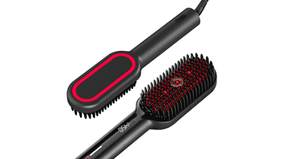 2023 Upgraded Hair Straightener Brush | TYMO Ionic Plus Straightening Brush with Dense Bristles, 16 Temps, Dual Voltage