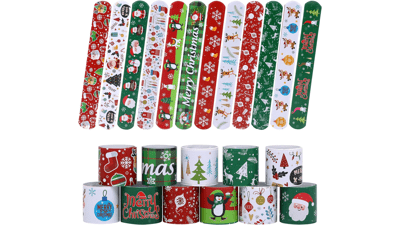 48PCS Christmas Slap Bracelets - Xmas Party Favor Decoration