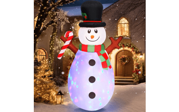 5 FT Christmas Inflatables Snowman with Colorful Rotating Led Lights - Outdoor Yard Decorations - Blow Up Cute Snowman Xmas Frosty Winter Decor - Clearance for Indoor Lawn Garden Holiday Party