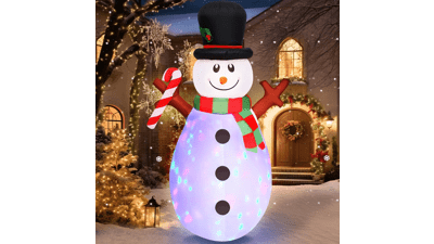 5 FT Christmas Inflatables Snowman with Colorful Rotating Led Lights - Outdoor Yard Decorations - Blow Up Cute Snowman Xmas Frosty Winter Decor - Clearance for Indoor Lawn Garden Holiday Party
