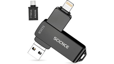 512GB Photo Stick iPhone Flash Drive, USB Memory Stick Thumb Drives External Storage (Dark Grey)