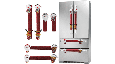 6 Pack Christmas Refrigerator Door Handle Covers - Santa Snowman Kitchen Decor Appliance Handle Covers - Fridge Microwave Door Handle Protector Holiday Decorations
