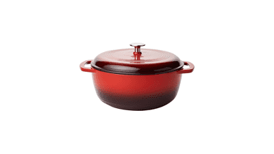 6-Quart Red Enameled Cast Iron Covered Round Dutch Oven by Amazon Basics