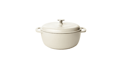 6-Quart White Enameled Cast Iron Covered Round Dutch Oven by Amazon Basics