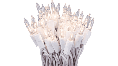 612 Vermont 50 Clear Christmas Lights on White Wire, UL Approved, 9ft Lighted Length, 11ft Total Length