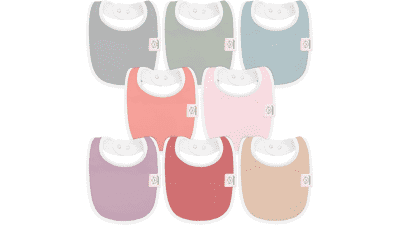 8-Pack Organic Baby Bibs - Teething Bibs for Boys and Girls - Newborn Bibs