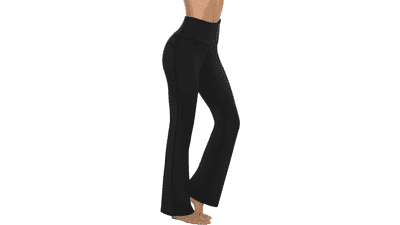 AFITNE Women's Bootcut Yoga Pants with Pockets, High Waist Tummy Control 4 Way Stretch