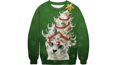 ALBIZIA Animal Print Crew Neck Ugly Christmas Xmas Sweatshirt
