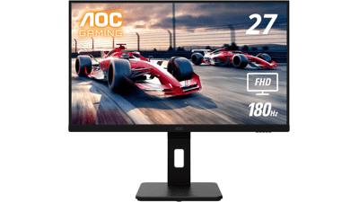 AOC 27G15 27" Gaming Monitor, Full HD 1920x1080, 180Hz 1ms, Adaptive-Sync, HDR10, Display Port, HDMI 2.0, Pivot & Height Adjustable, Xbox PS5 Switch Compatible