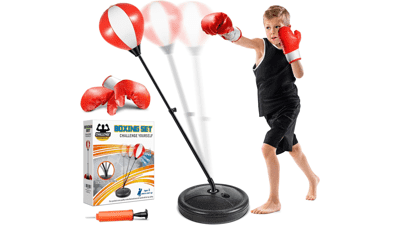Adjustable Kids Punching Bag with Stand and Gloves - Boxing Equipment for Boys & Girls, Ages 3-10