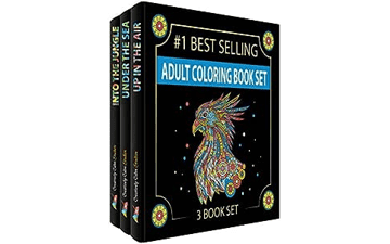 Adult Coloring Books Set - Designs from The Sky, Land & Sea