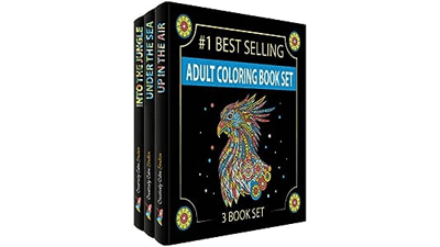 Adult Coloring Books Set - Designs from The Sky, Land & Sea