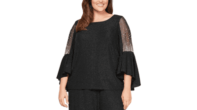 Alex Evenings Metallic Knit Blouse for Women