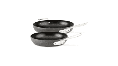 All-Clad HA1 Hard Anodized Nonstick Fry Pan Set - 10 and 12 Inch - Induction Oven Broiler Safe - Lid Safe - Cookware Black