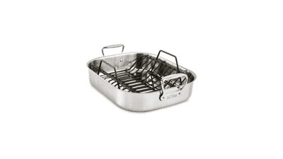 All-Clad Specialty Stainless Steel Roaster with Nonstick Rack - 14.5x18 Inch Oven Broiler Safe - Silver