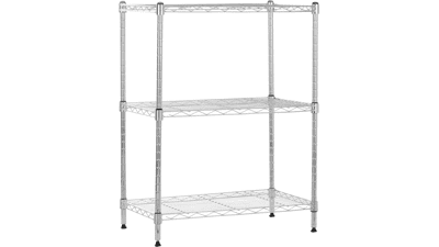 Amazon Basics 3-Shelf Narrow Adjustable Storage Shelving Unit - Heavy Duty Steel Organizer Wire Rack - Chrome
