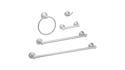 Amazon Basics Bathroom Hardware Set, 5 Piece, Satin Nickel